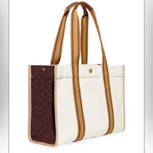 NWT Coach Jacquard Spin Tote 42 in Natural Tones